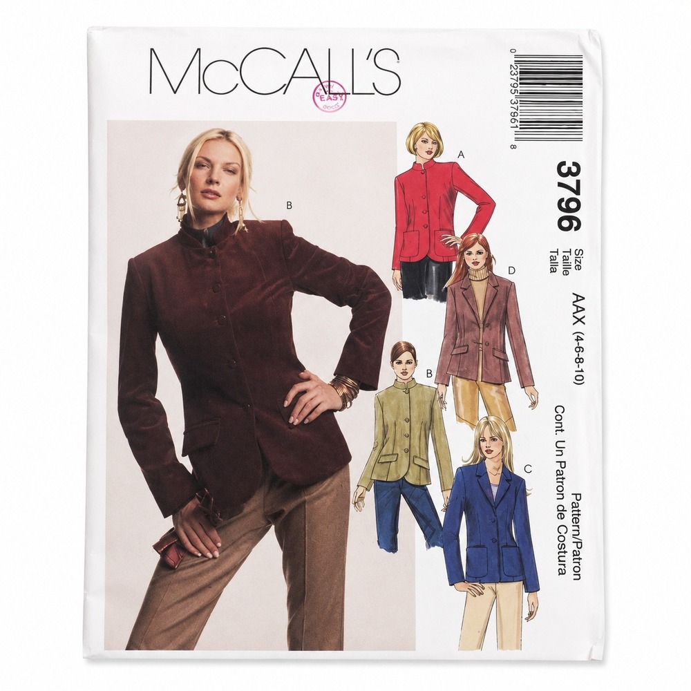 McCall's 3796 Size 4 6 8 10 Misses Petite Lined Jackets Sewing Pattern New Uncut